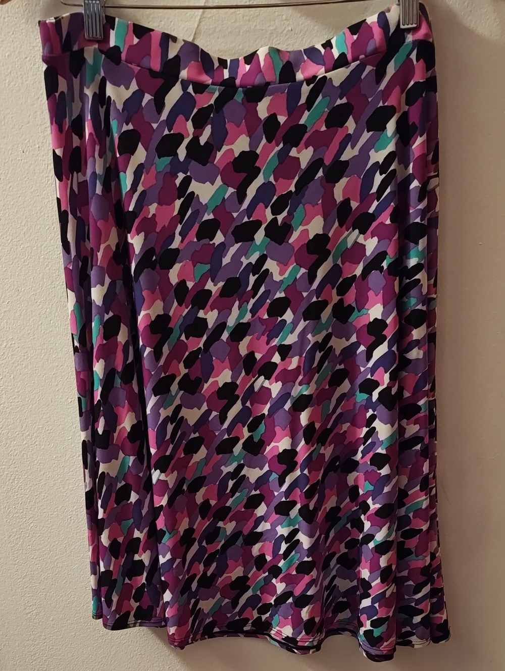 George Multicolor Abstract A-Line Skirt - Purple, Pink & Teal